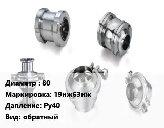 Клапан нержавеющий вакуумный 80 19нж63нж Ру40 обратный